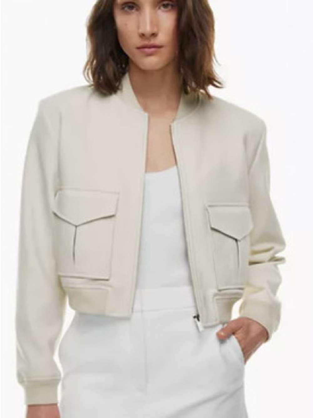 Aritzia Babaton Succession Bomber Jacket – Beige – Size Medium